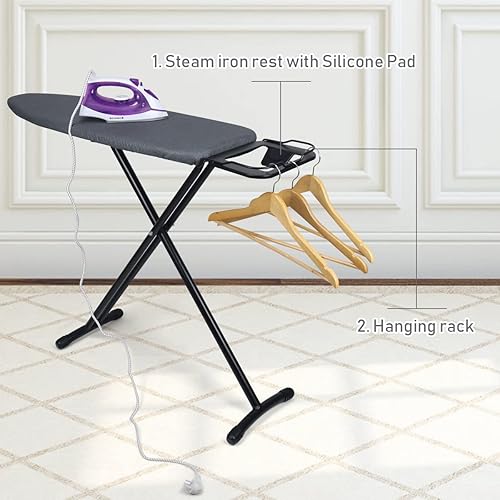 Miniatura 5 de Duwee Tabla de planchar de 13 x 38 pulgadas con cubierta resistente al calor y almohadilla de fieltro gruesa, tabla de planchar grande plegable de