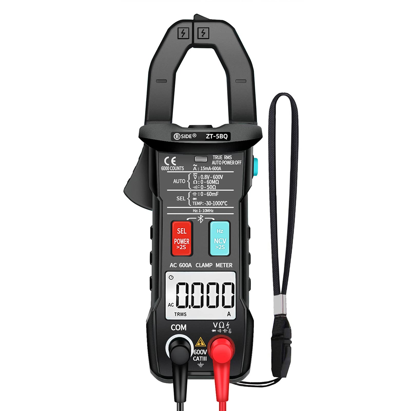 Bluetooth-Klemmzähler Multimeter Digitale Stromzangen Amperometric Dc Voltmeter
