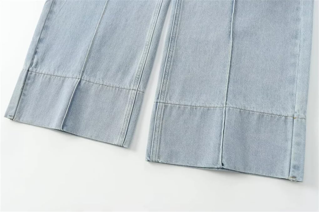 Women's Vintage Zipper High Waist Wide Leg Pants