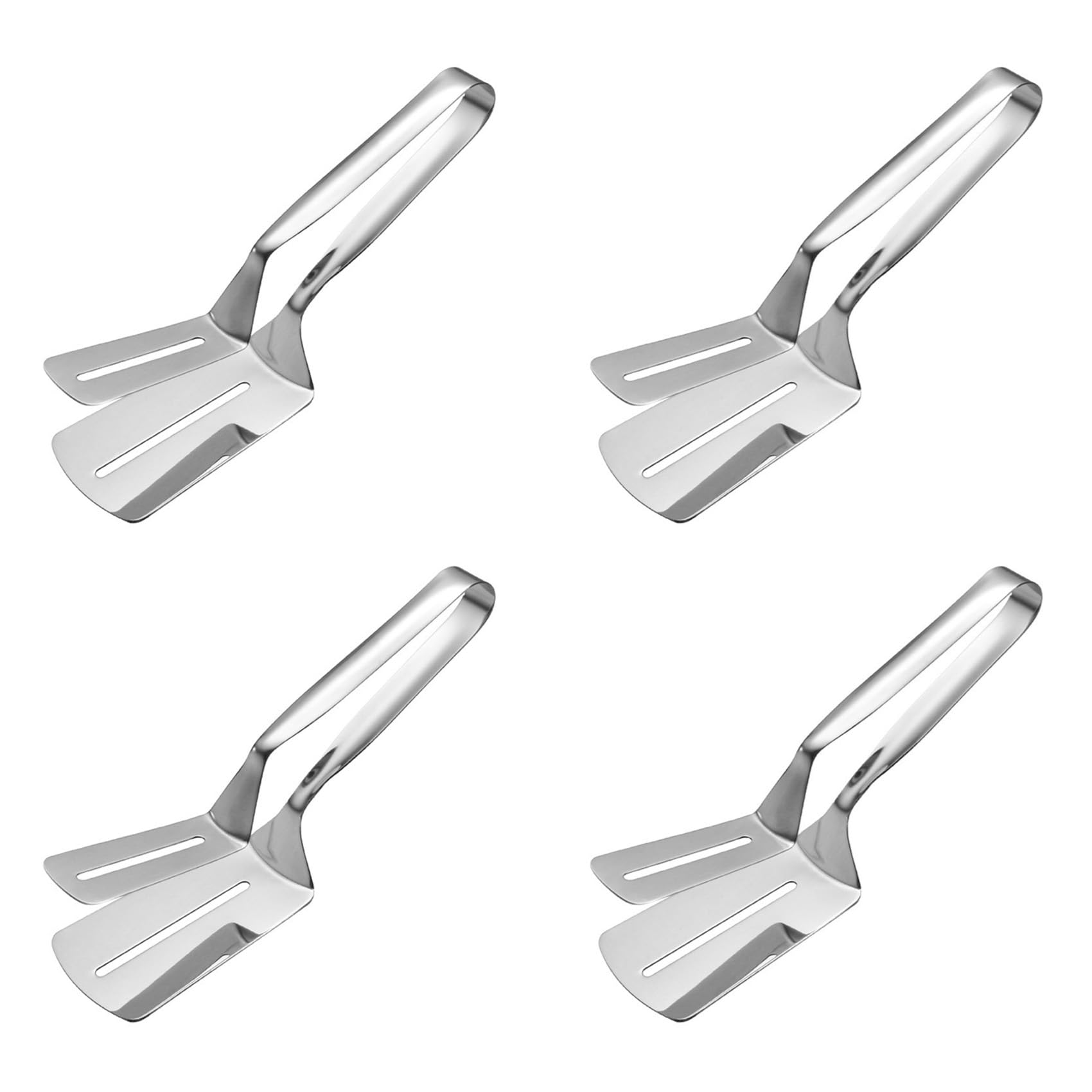 Vjsujehgy 4X Stainless Steel Double-Sided Shovel Clip, Stainless Steel Spatula Kitchen Tongs,Grill Clamp Flipping Spatula Clip