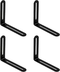 YMAISS 4Pcs Black Slotted L Bracket Adjustable L-Shape Corner Brace wth ...