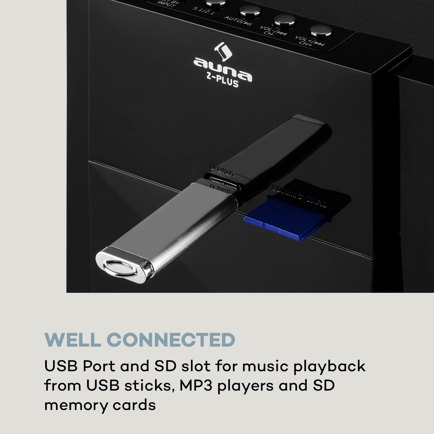 AUNA Concept 5.1 Surround Sound System, OneSide Subwoofer, Home