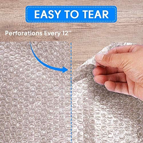 2-Pack Bubble Cushioning Wrap Roll for Packing Moving Supplies, 30cm x 22m Total Perforated Every 30cm Air Bubble Rolls for Shipping Boxes Packaging (Clear)
