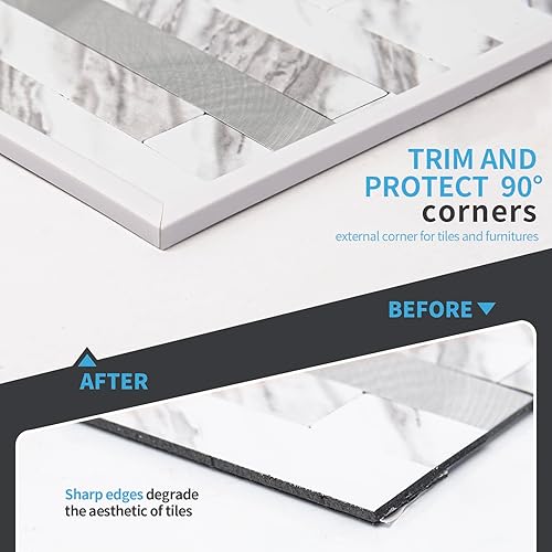 Miniatura 4 de Art3d 20ft Outside Vinyl Corner Trim with Peel and Stick Backsplash PVC Wall Tile