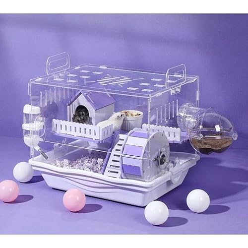 ゴールデンハムスター ハムスター ケージ ハムスター ケージ ゴールデンハムスター用 ハムスターゲージ小 モルモット ケージ ハムスター ケージ 透明 アクリル製 (A,パープルです)