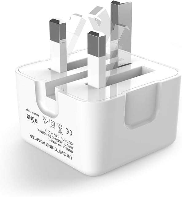 USB Plug Charger, USB Wall Chargers Mains Charger Adapter, Foldable Universal Phone Plug, UK 3 Pin USB Power Plug, 2.4A Output Compatible with iPhone, iPad, iPod Huawei Samsung Galaxy, Tablet