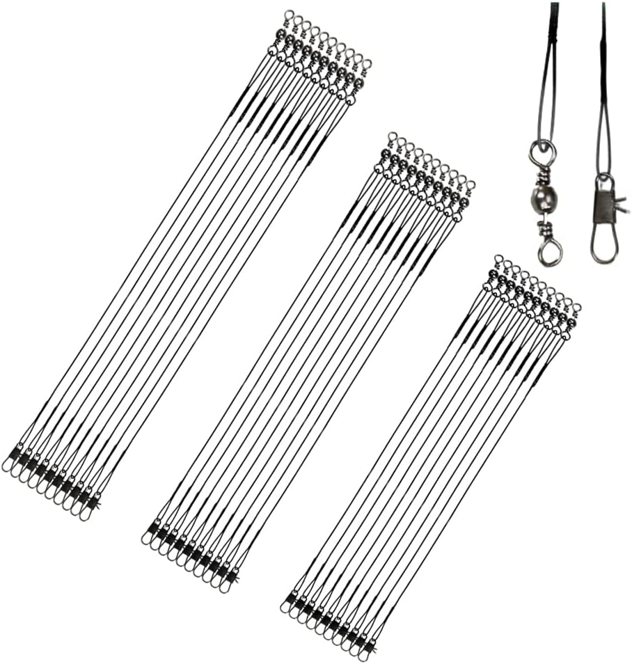 30pcs Fishing Tackle Leaders,3 Sizes Stainless Steel Fishing Wire ...
