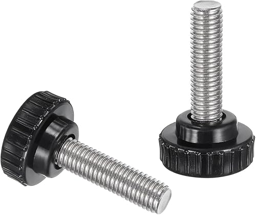 Miniatura 167 de uxcell Perillas de sujeción moleteadas M6 x 1.969 in métricas chapadas en zinc de acero al carbono rosca macho tornillo de pulgar en tipo 0.787 in