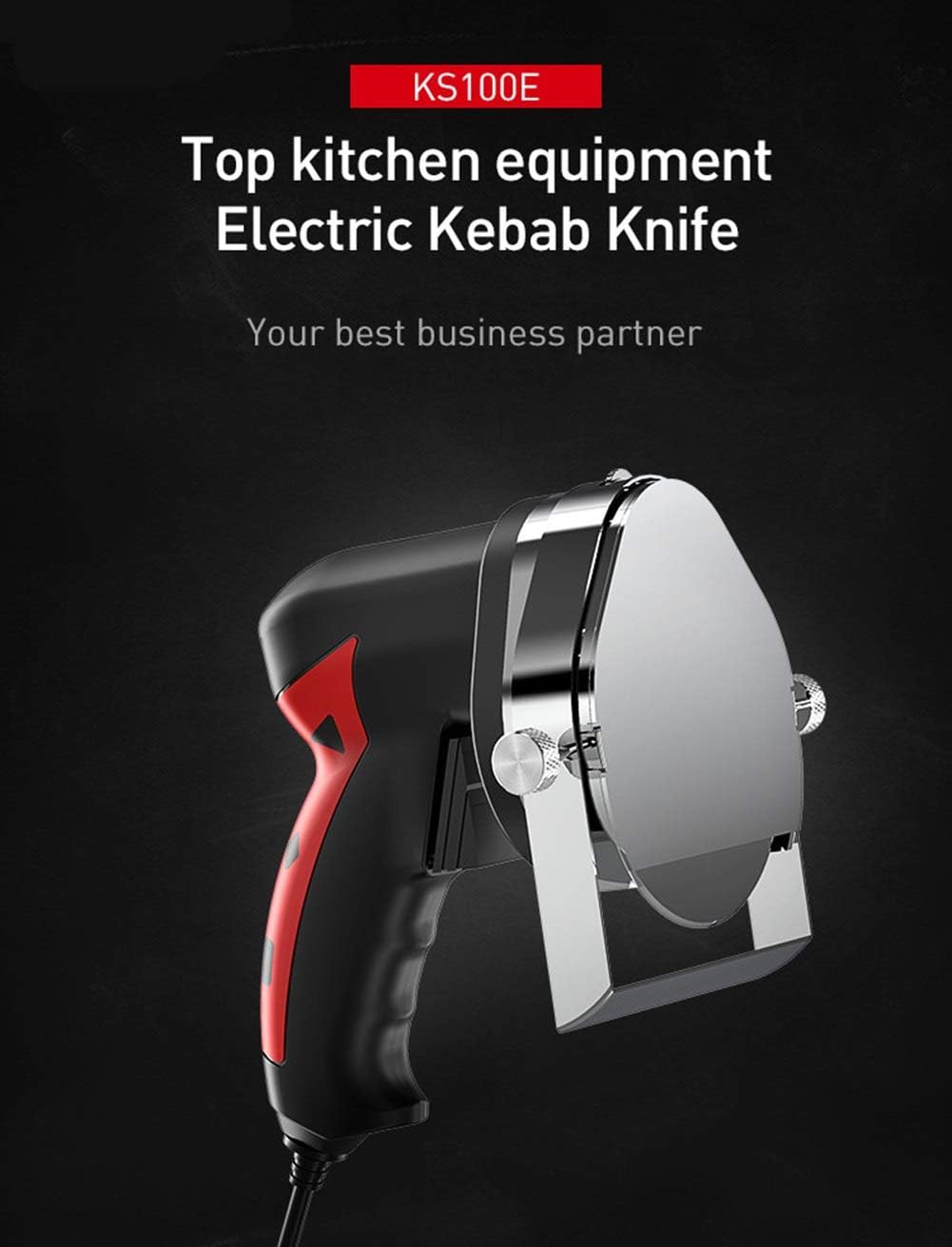 Electric Kebab Slicer, 80W Cleaver Machine can Adjust The Thickness Electric Kebab Knife Handheld Turkish Kebab Knife Electric, for Commercial Home Use (Color : Red)