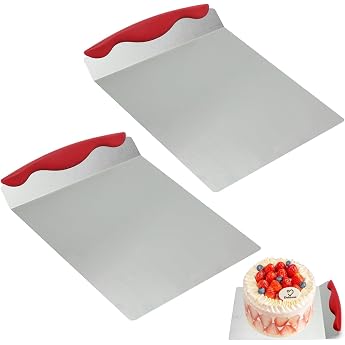 DAWRIS Cake Server Cake Server 2 Pieces Stainless Steel Cake Saver Cake Saver with Handle Cake Accessories for Cakes Pizza Ideal as a Cake Base and Pizza Peel Red
