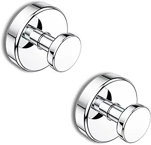 Suction Cup Hooks for Shower, Removable Towel Hooks for Bathroom Window Glass Door Wall, Bath Robe Looafh Hook for Hanging - 2 Pack, Chrome