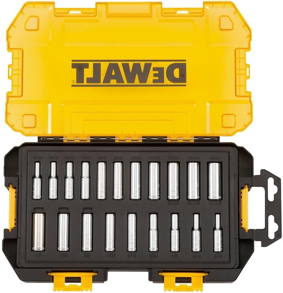 DEWALT DWMT73811 Tool Kit 1/4'' Drive Deep Socket Set, 20 Piece