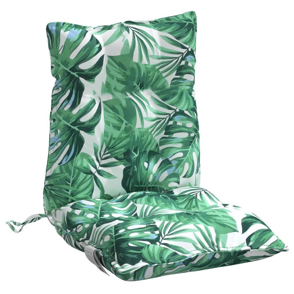 vidaXL Lot de 6 Coussins de Chaise à Dossier Bas, Galette de Siège Imperméable, Coussin d'Extérieur Anti-Glissement Jardin Terrasse, Modèle de Feuille