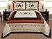 3-piece Western Lone Star Barb Wire Cabin / Lodge Quilt Bedspread Coverlet Set King / Cal King Size Beige, Brown, Black