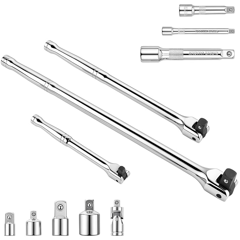 Kit de Chaves de Soquete tipo Desforrador Jiimee com Cabeça Articulada de 180° DL-A, Aço Cromo-Vanádio, 11 Peças