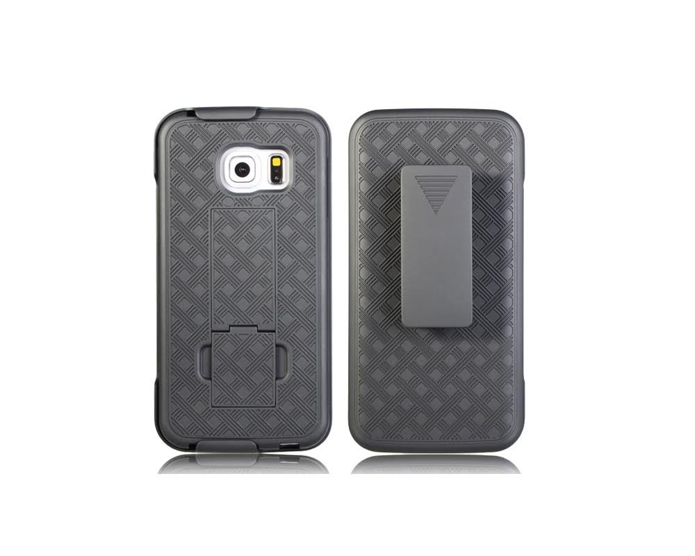 Galaxy S6 Edge Shell Holster Combo Slim Case with Kickstand & Swivel Belt Clip for Samsung Galaxy S6 Edge + Free Screen Protector