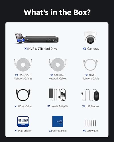 Miniatura 6 de ANNKE Sistema de cámara de seguridad PoE 4K, NVR H.265+ 8CH de 12MP con disco duro de grado de vigilancia de 2 TB, 6 cámaras IP de 8 MP, visión