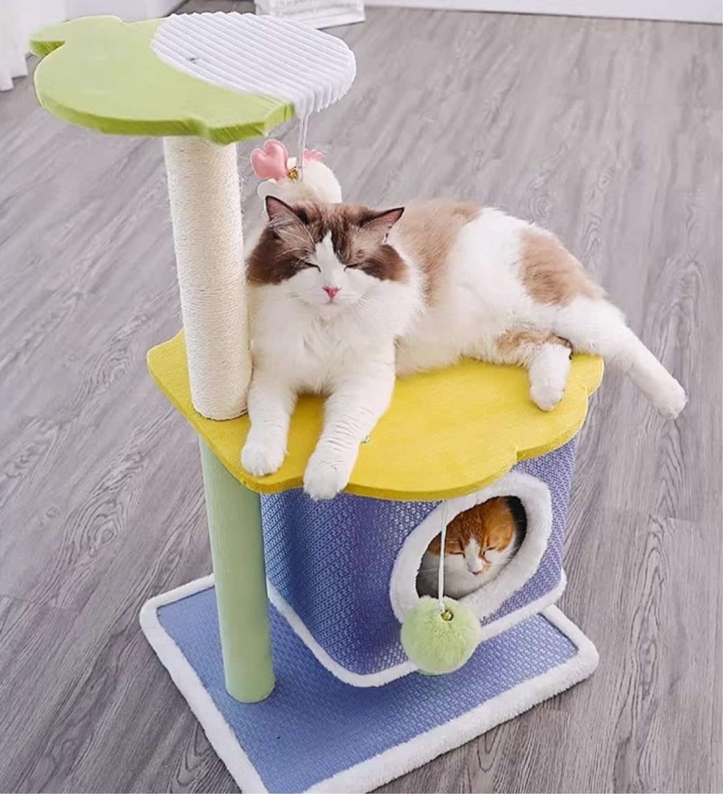 Alberi per Gatti Simpatico Tiragraffi per Gatti da Interno con Mensola per Multistrato A Torre per Albero Gatti Interno(50 * 42 * 84cm)
