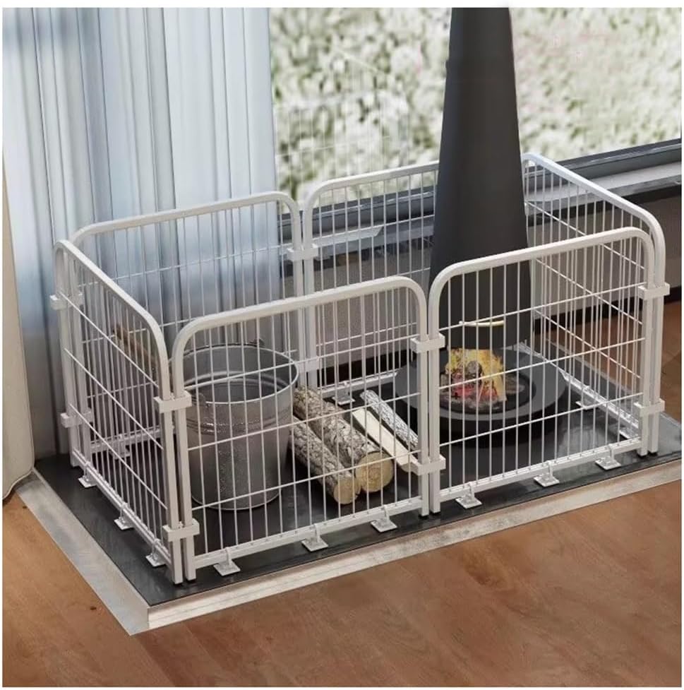 Stove Safety Fence, Anti-Scald Guardrail for Heaters & Stoves, Baby Proofing Barrier, Fully Enclosed Wire Mesh Cover, White, 120x60x60cm