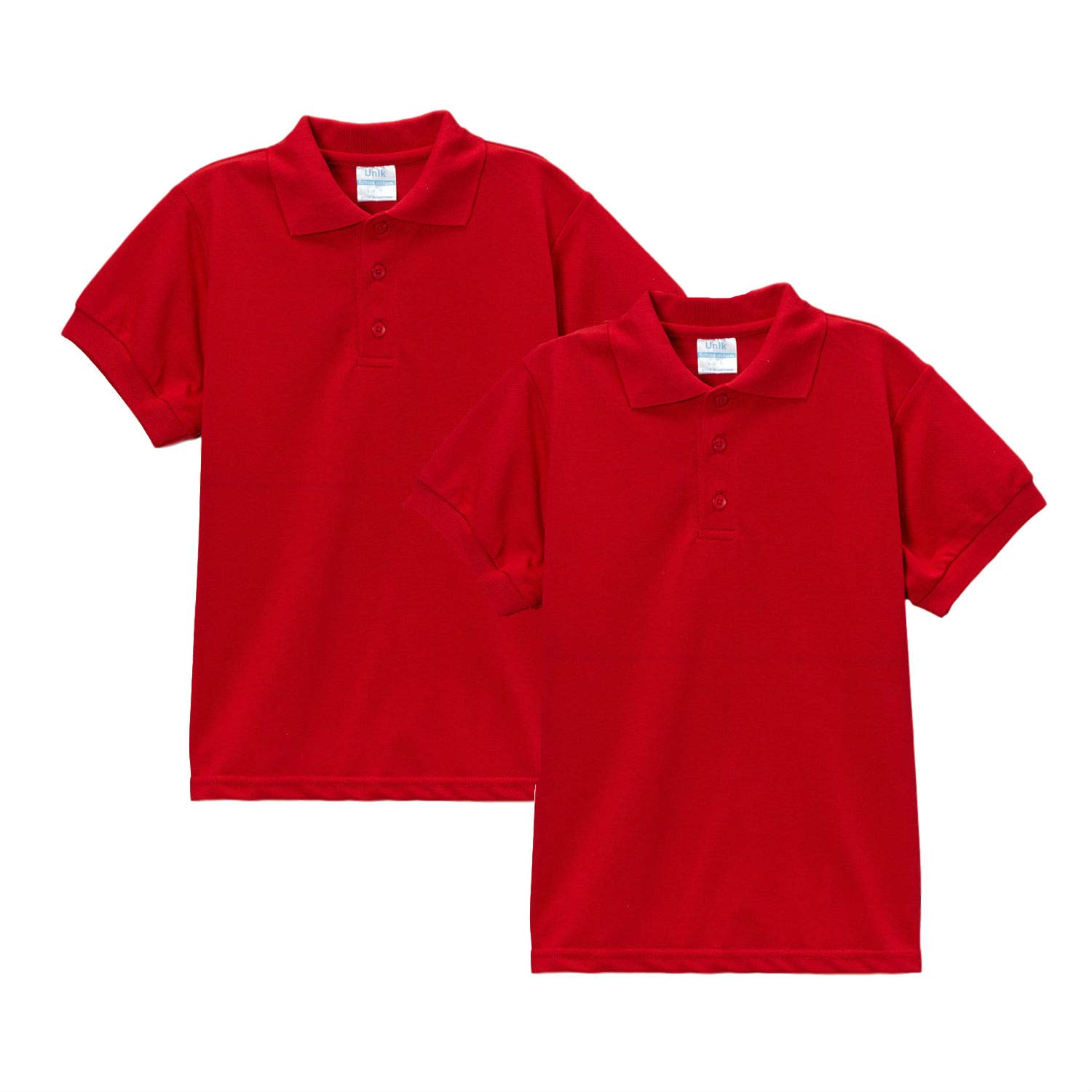 unik Boy's Premium Quality Pique Polo Uniform Shirt Short Sleeve White Sky Blue Navy Hunter Green Burgundy Black Red