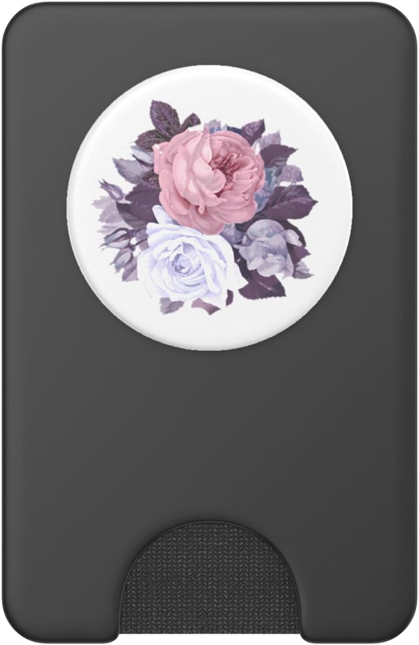 Floral Print Purple Pink White. Flower Design PopSockets PopGrip: Swappable Grip for Phones & Tablets PopSockets PopWallet for MagSafe
