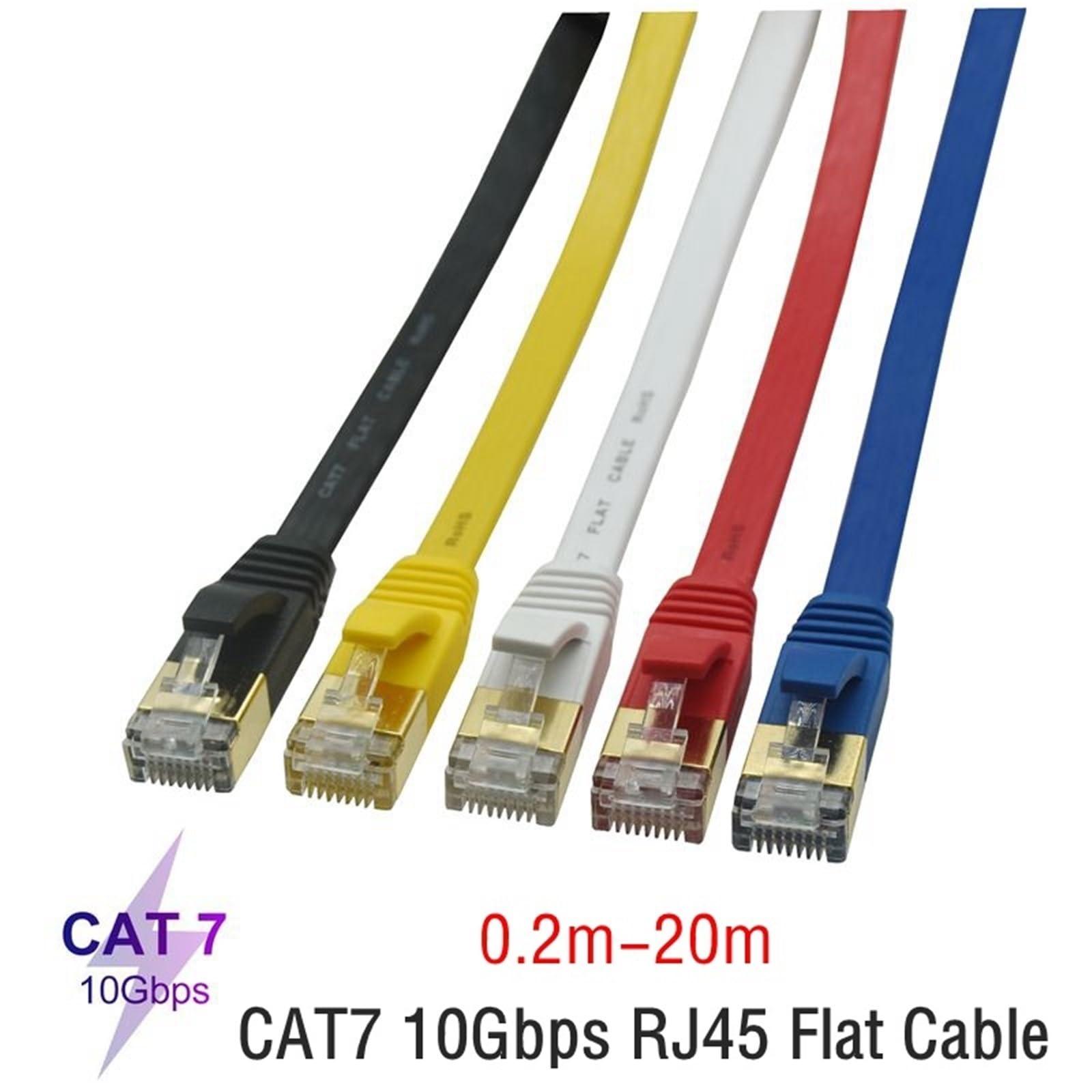 50 m – 1 m kabel Ethernet Cat7, płaski kabel LAN, SFTP, okrągły kabel sieciowy RJ45, kabel internetowy CAT7 do routera, modemu, PC, kabel krosowy PS4 (czarny, 5 m)