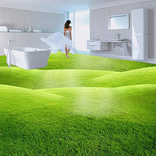 CWLYXT Papel tapiz de piso 3D Papel tapiz fotográfico HD personalizado Green Meadow Baño Sala de estar Piso Autoadhesivo PVC Papel tapiz impermeable-350 * 245cm