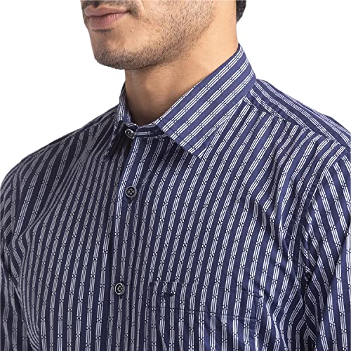 Image of Colorplus Men's Pure Cotton Stripe Pattern Classic Fit Polo Neck Half Sleeve Casual T-Shirt