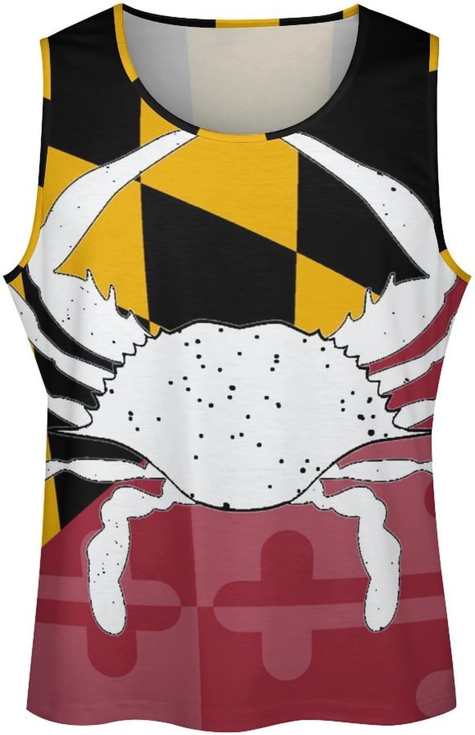 Maryland Flag Crab Mens Tank Tops Sleeveless Muscle Shirts Beach Casual Gym Shirt Vest Tee Tops