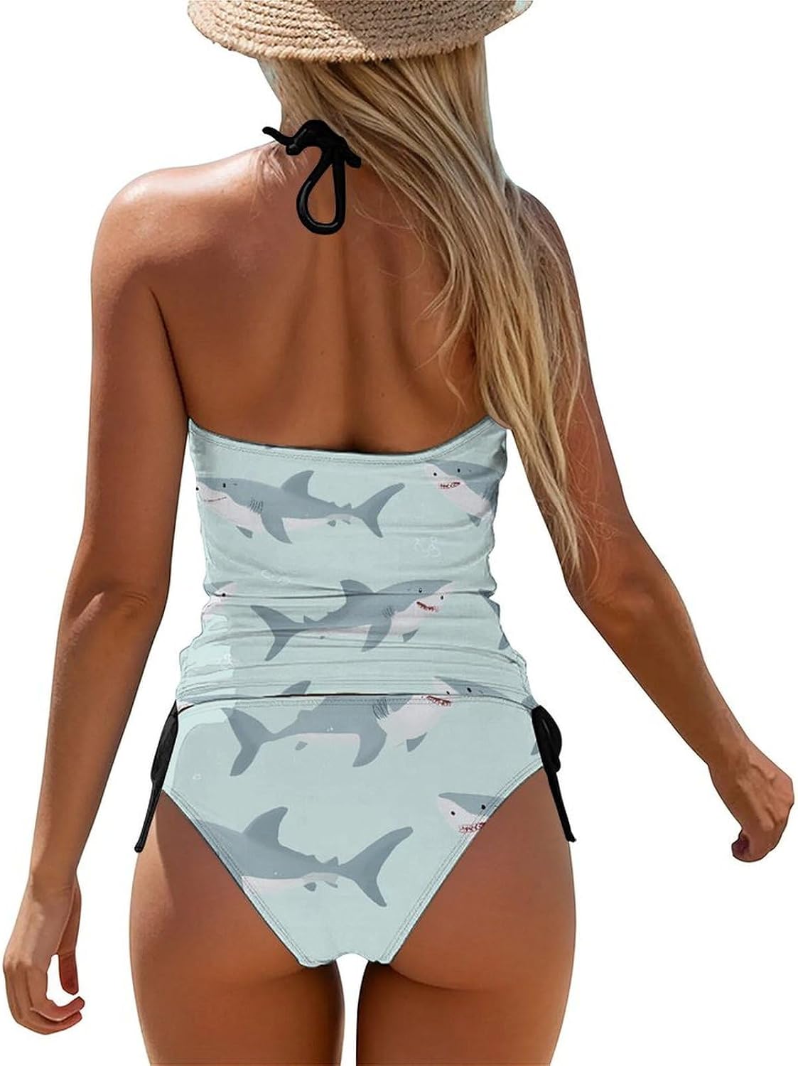 Sharks Swimming Women Tankini 2 Piece Swim Bathing Suits | tummy control,high neck top with bottom,swimwear,swimsuits