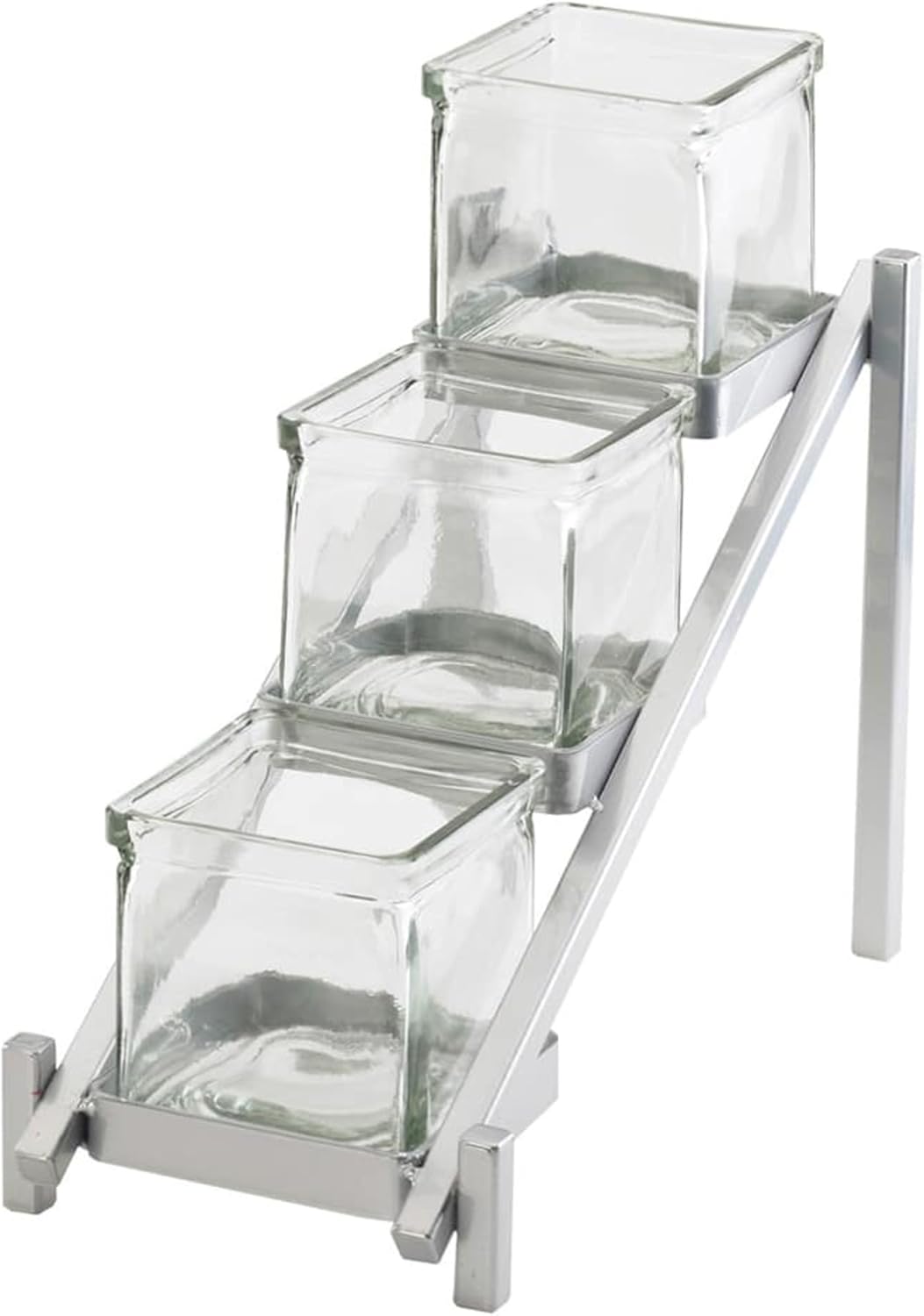 Cal-Mil - 1149-74 - One by One Glass Jar Display 6-1/4W x 13-1/4D x 11-1/2H Silver