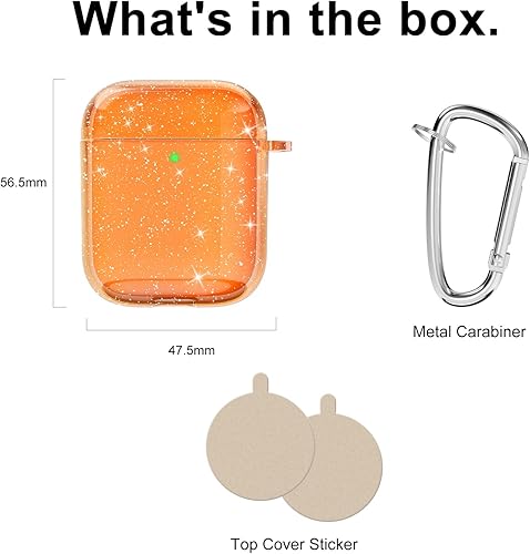 Miniatura 6 de Funda para Airpods con purpurina transparente, brillante y bonita funda para Airpods de 1 2 generación con llavero, carcasa dura femenina Y2K