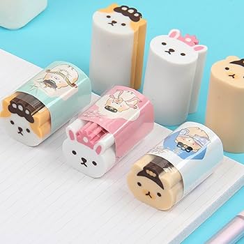 Kawaii Animal Erasers Cute Cartoon Erasers For Pencils Aesthetic Retractable Rubber Stick Erasers Office School Stationary Back To School Supplies (Blue