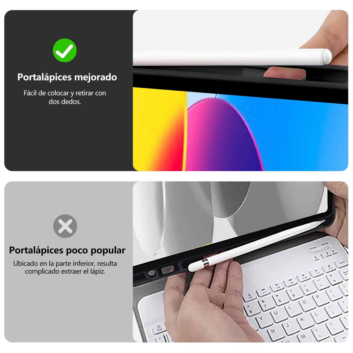 aMZCaSE para iPad A16 10/11th Generation Funda con Teclado 11/10.9 Inch(2025/2022),Funda con Retroiluminado de 7 Colores con Teclado Inalámbrico Desmontable con Soporte para Bolígrafo (Negro)