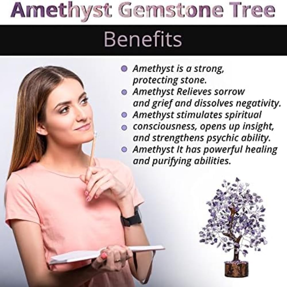 Amethyst Crystal Tree of Life - Handmade Healing Bonsai Purple Tree for Home and Office Decor, Positive Energy and Good Luck, Ideal for Christmas Decor and Birthday Gifts for Women, Men - Image 7