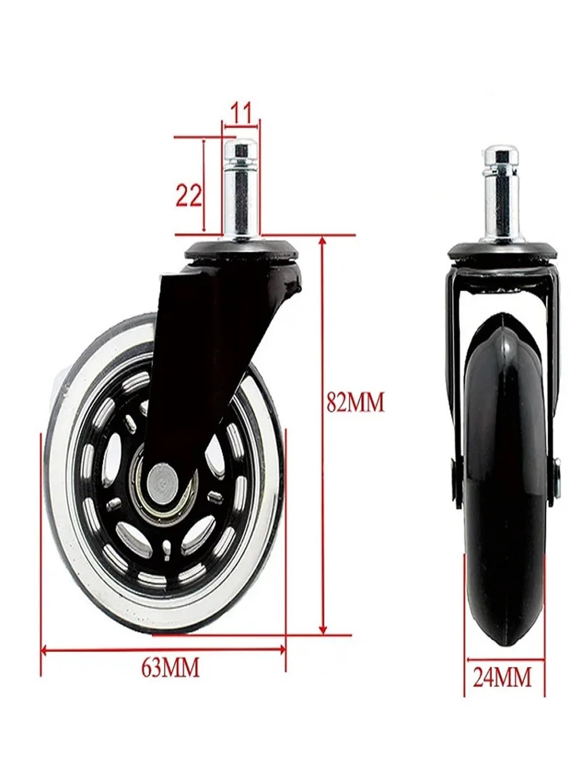 Ruote piroettanti, Ruote di Ricambio for sedie da Ufficio 2,5 Pollici in Gomma con Protezione Ruota Universale Girevole for i Resistenti for Moquette