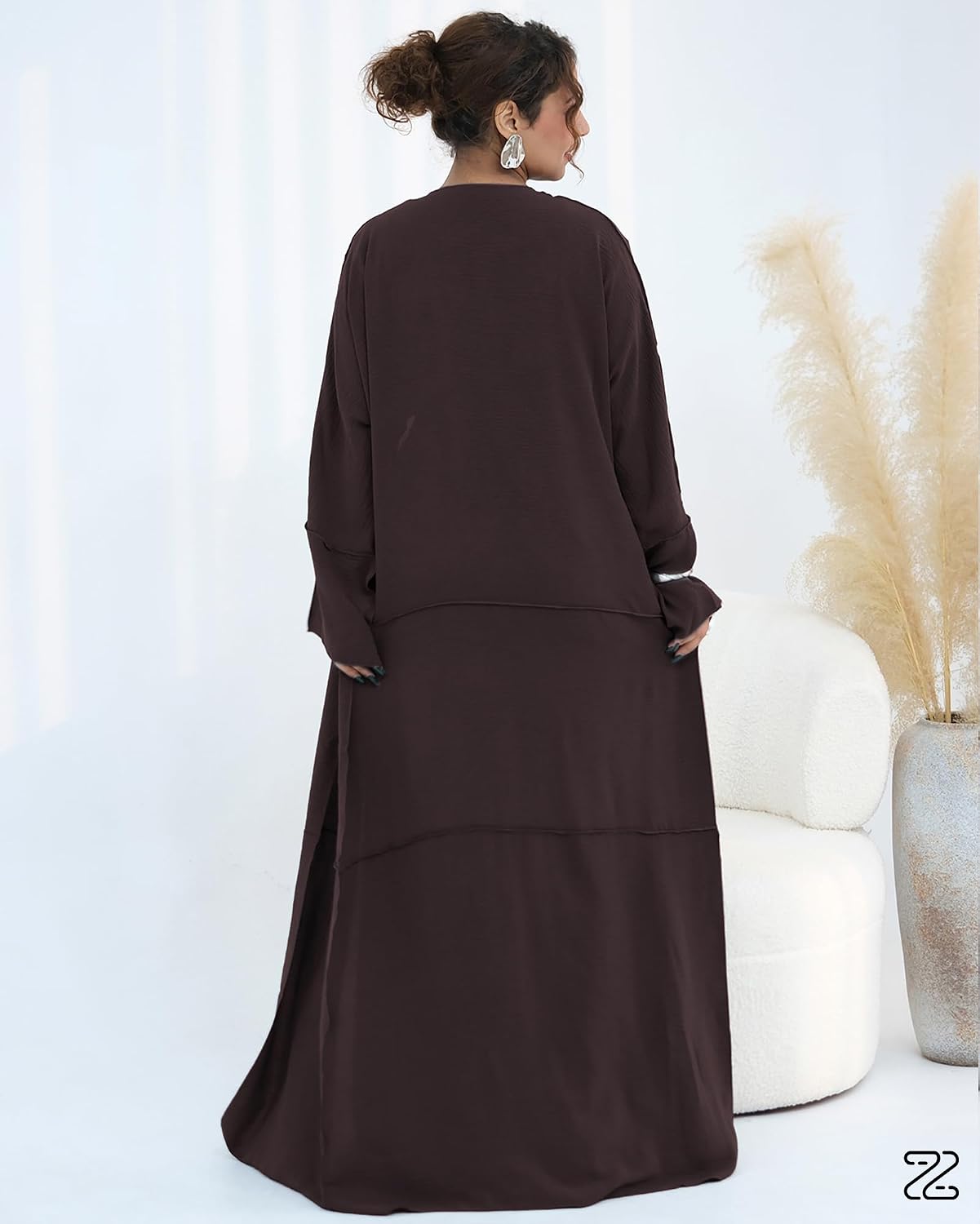 Abaya Muslim Prayer Dress Set Ramadan Open Front Islamic Clothing 3pcs Prayer Robe with Waist Apron Loose Flowy