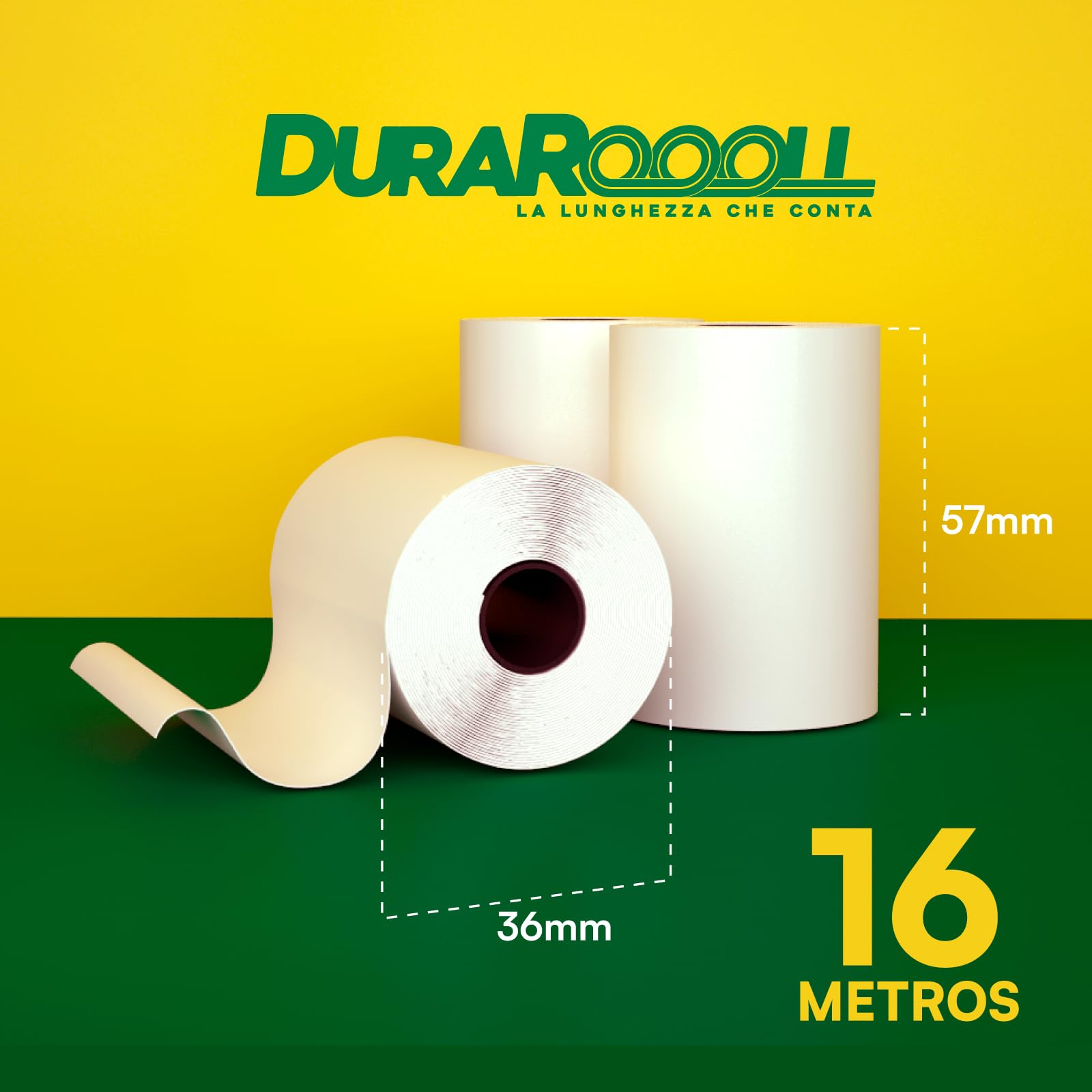 20 Rollos Papel Termico TPV Datafono DuraRoooll - Rollos Térmicos POS 57mmx36mmx16m Compatibles con Nexi SumUp Pax Axerve Ingenico para Tiques Recibos Tarjetas de Débito y Crédito