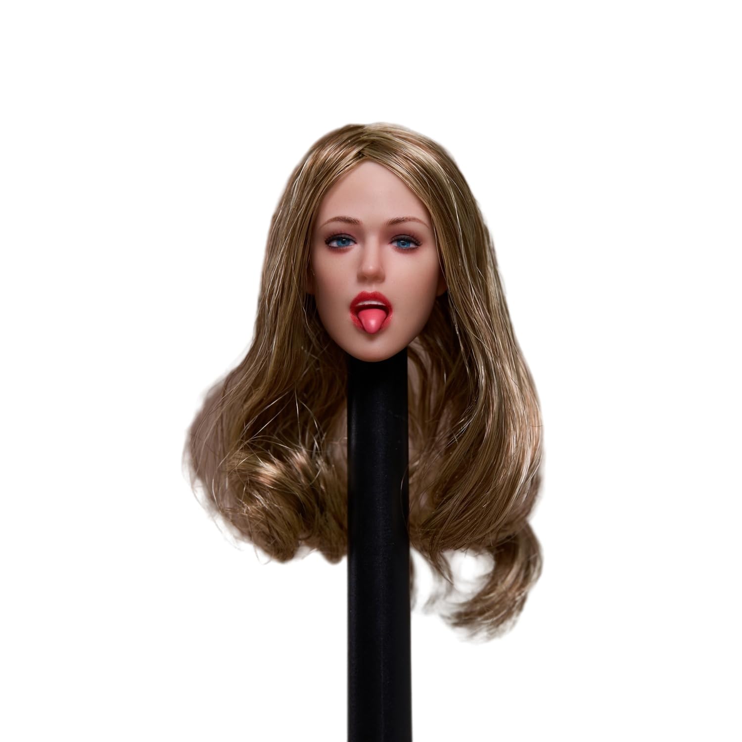 Tête de femme 1/6 cheveux marron pour photographie de figurines et dioramas 30 cm