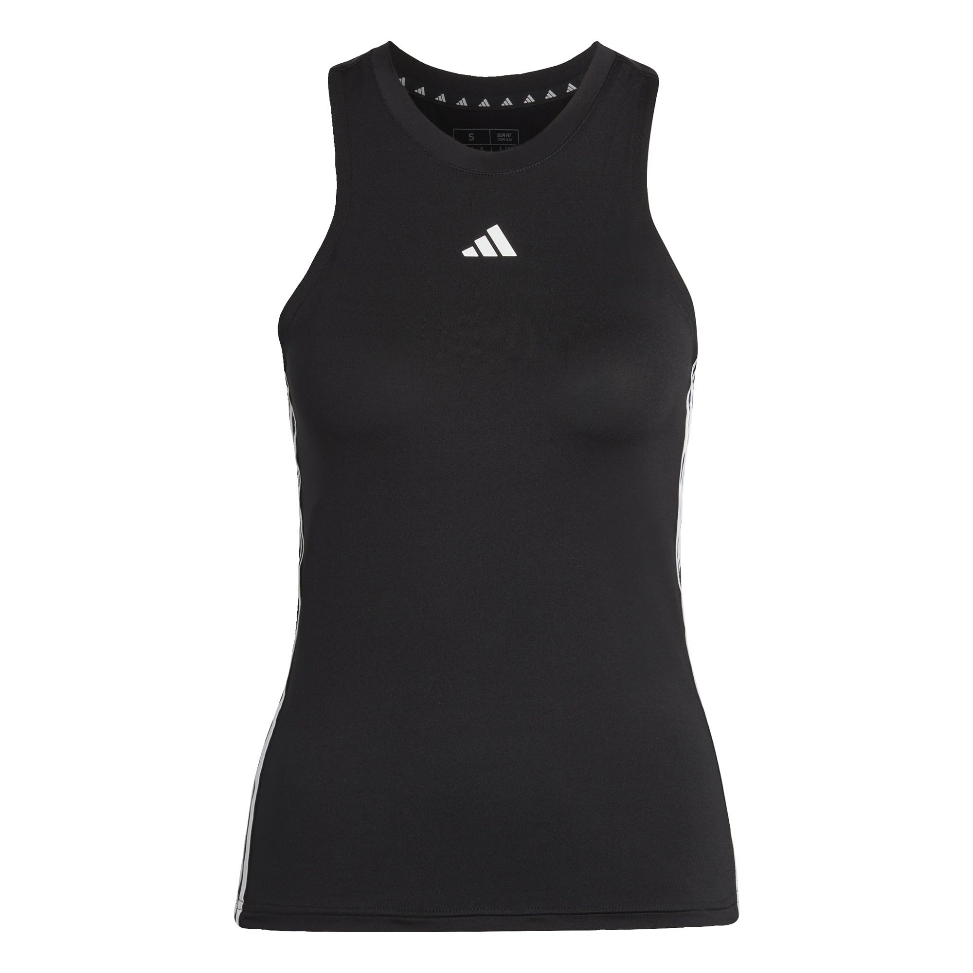 adidas Women's AEROREADY Train Essentials Regular 3-Stripes Tank Top, Black/White, XS