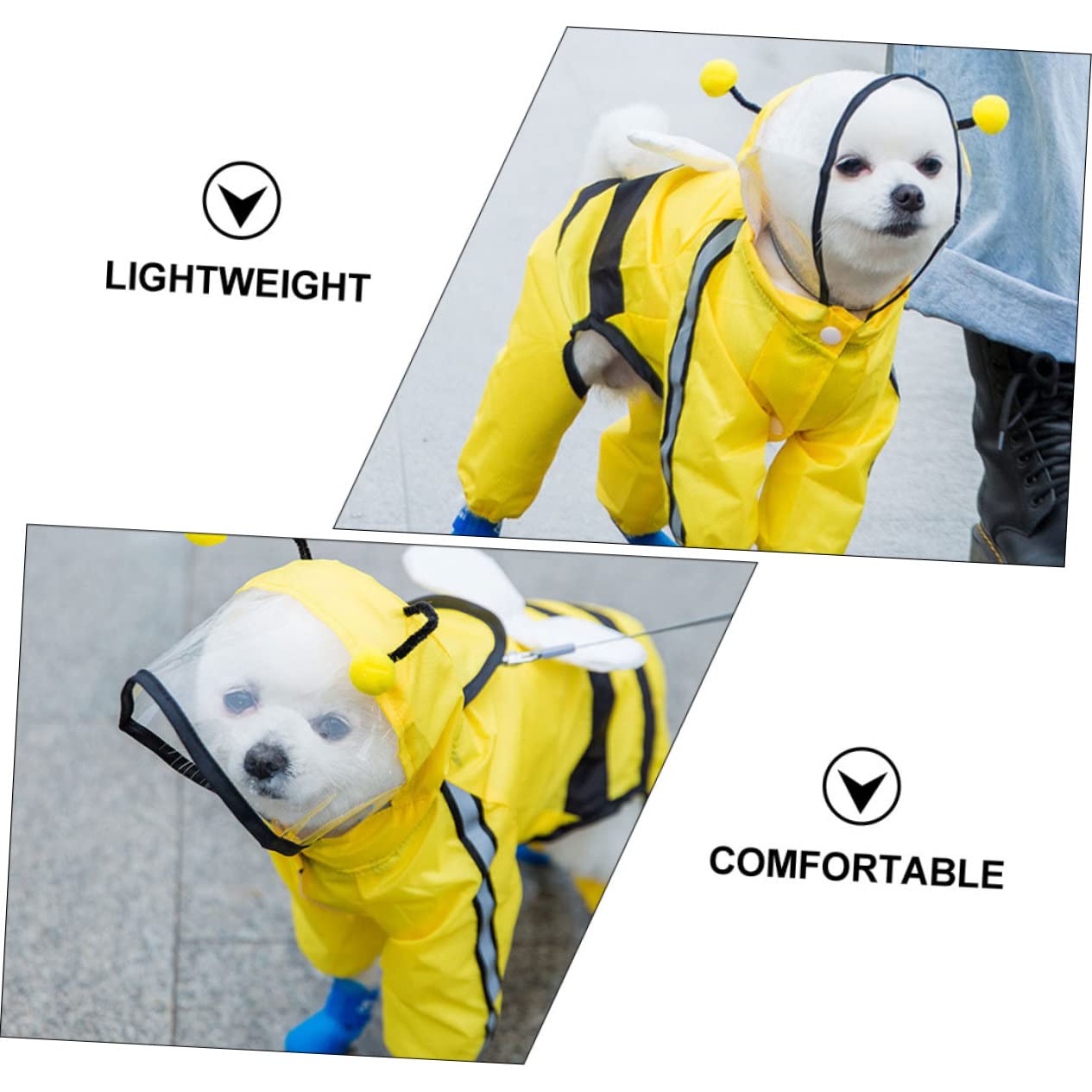 Didiseaon 3pièces Manteau De Pluie pour Chiens Abeille Veste Imperméable Et Respirante pour Petits Et Moyens Chiens Poncho Pratique Et pour Journées Pluvieuses