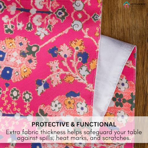 Image of HOMADORN Premium Digital Printed Table Runner - Double Layered Durable Fabric, Elegant Dining & Coffee Table Decoration, Fade-Resistant Prints, Easy Care (13X60 Inches ( 4 Seater), Pink Paradise)