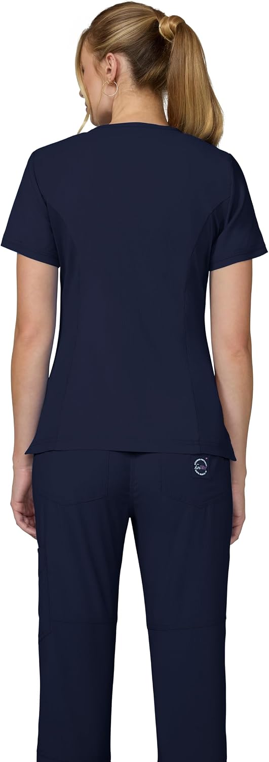 KOI Lite Women's Philosophy Mock-Wrap Scrub Top, 3 Pockets, Lightweight Stretch Fabric