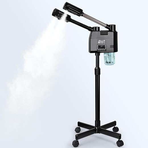 FLOLXNB Professional Facial Steamer, 2 in 1 Facial Steamer with Ozone,Esthetician Steamer with Hot&amp;Cold Nozzle,Digital Fac...
