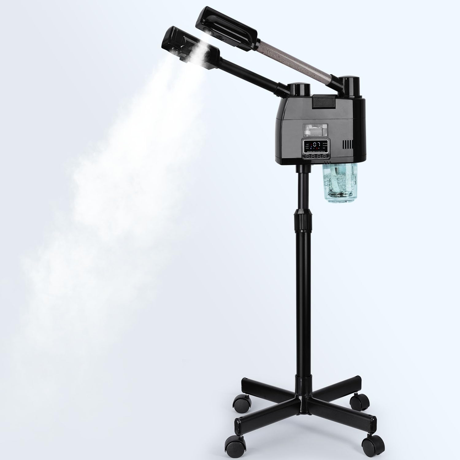 FLOLXNB Professional Facial Steamer, 2 in 1 Facial Steamer with Ozone,Esthetician Steamer with Hot&Cold Nozzle,Digital Fac...