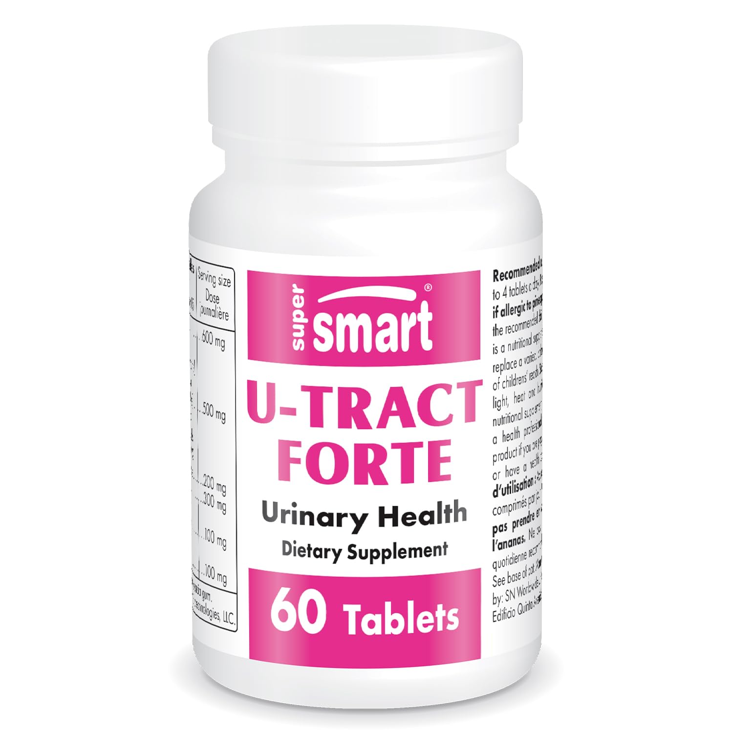 Supersmart - U-Tract Forte - with D-Mannose & Bromelain | Non-GMO & Gluten Free - 60 Tablets