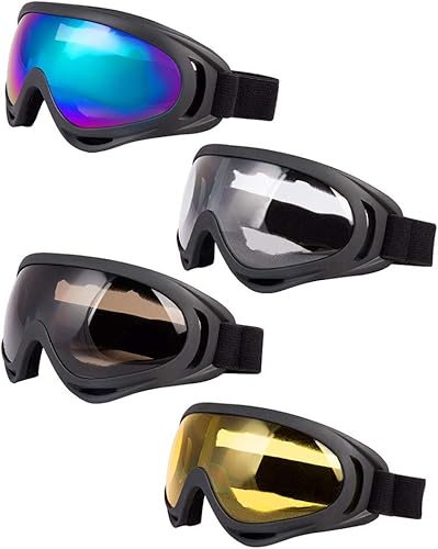 Miniatura 10 de Gafas de esquí, paquete de 4 – Gafas de snowboard para motocicleta, gafas tácticas de combate militar