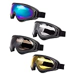 LJDJ Ski Goggles, Pack of 4 Snow Snowboard Goggles, Motorcycle Goggles UV Protection Anti-fog for Men Women Kids