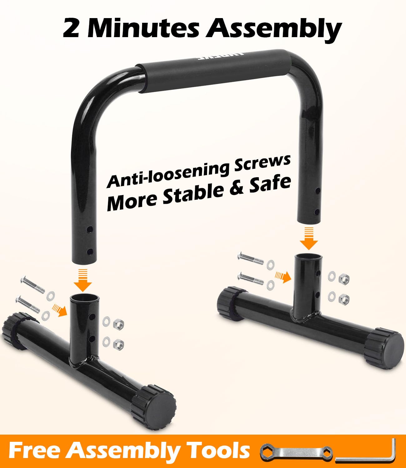 TABEKE Push Up Bar, 14'' High Steel Parallettes & Dip Bar with Full Coverage Foam Handle, Heavy-Duty Calisthenics Parallel Bars for L-Sit, Dips, Home Gym Strength Training Workout