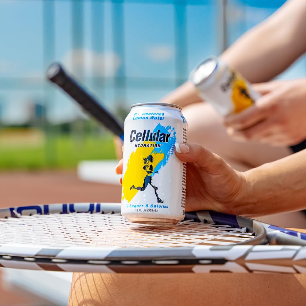 Cellular Hydration Unsweetened Lemon Flavored Water, 12 Pack of 12 Fl Oz Cans, Zero Sugar, Zero Sodium, Electrolyte-Enhanced Hydration